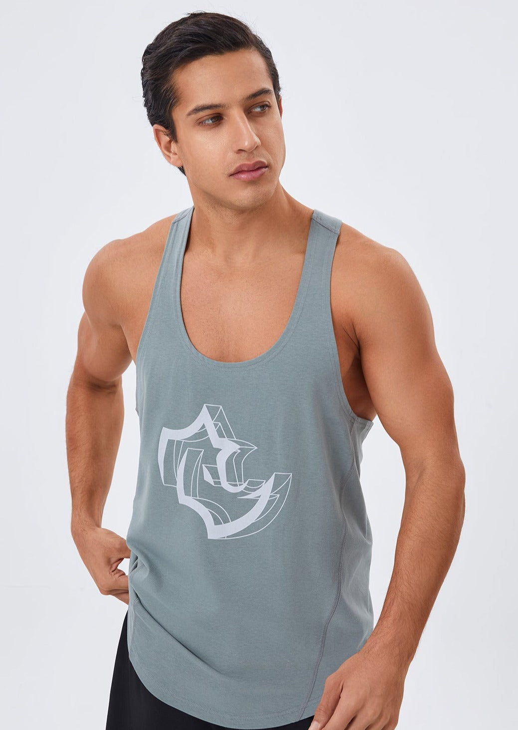 LOOSE FIT Tshirts 3D RHINO STRINGER - MOON GREY