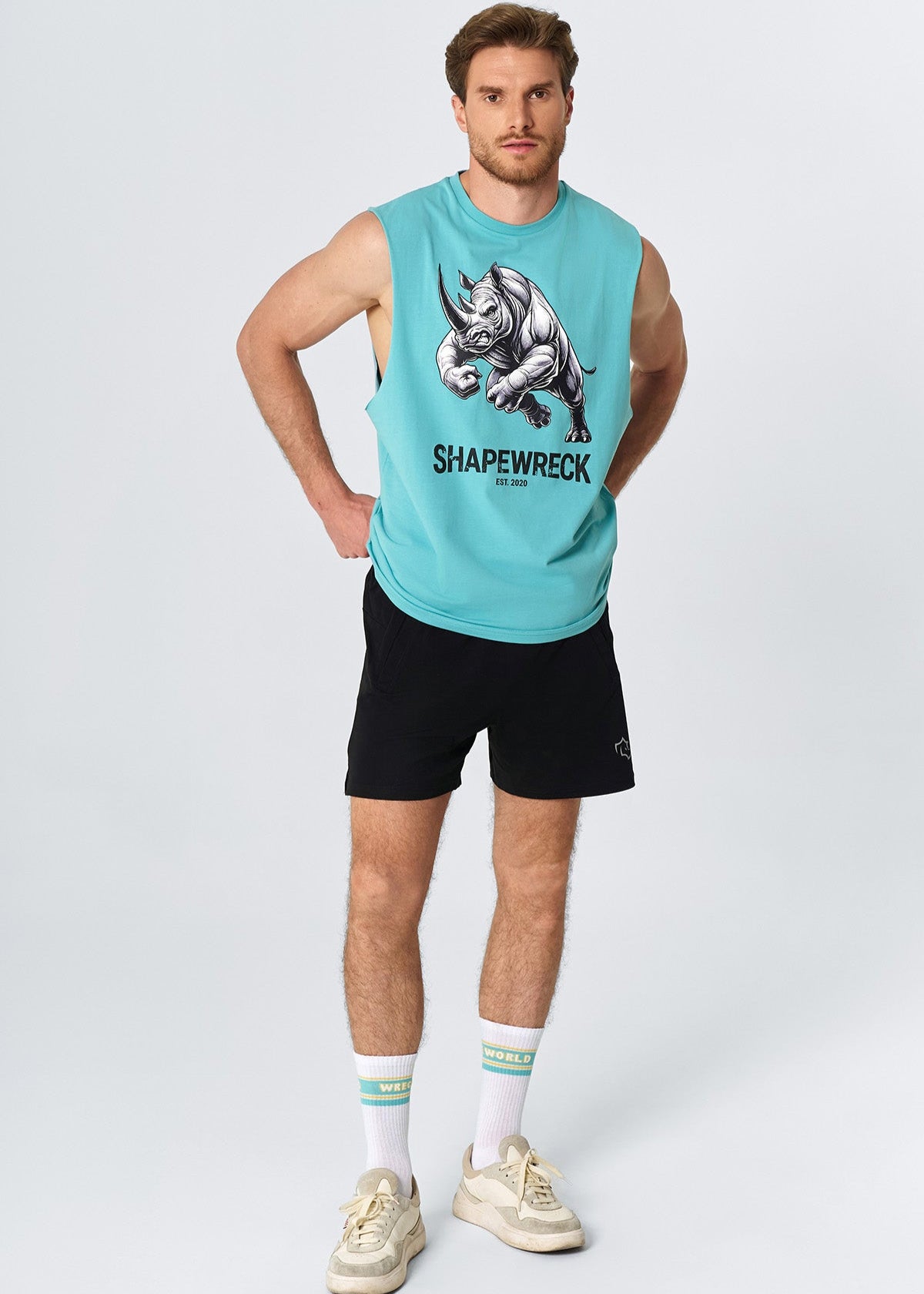 RELAXED FIT Tank ICONIC RHINO TANK - AQUA BLUE