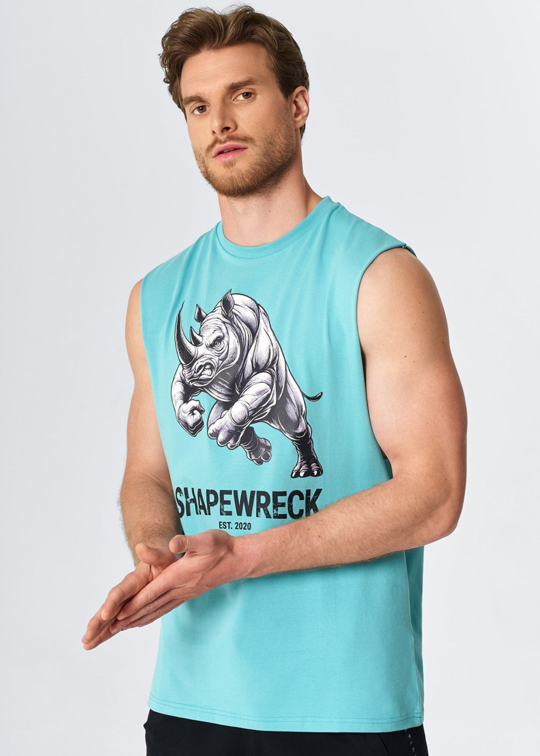 RELAXED FIT Tank ICONIC RHINO TANK - AQUA BLUE