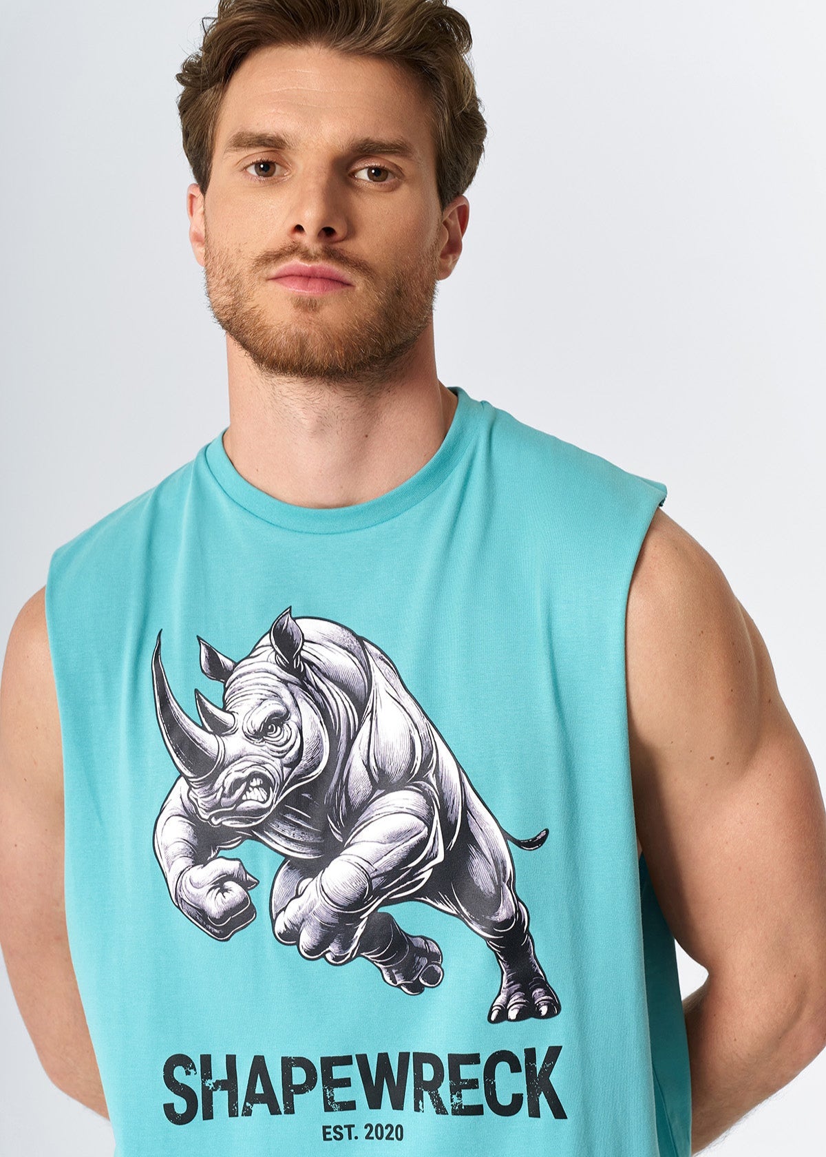 RELAXED FIT Tank ICONIC RHINO TANK - AQUA BLUE