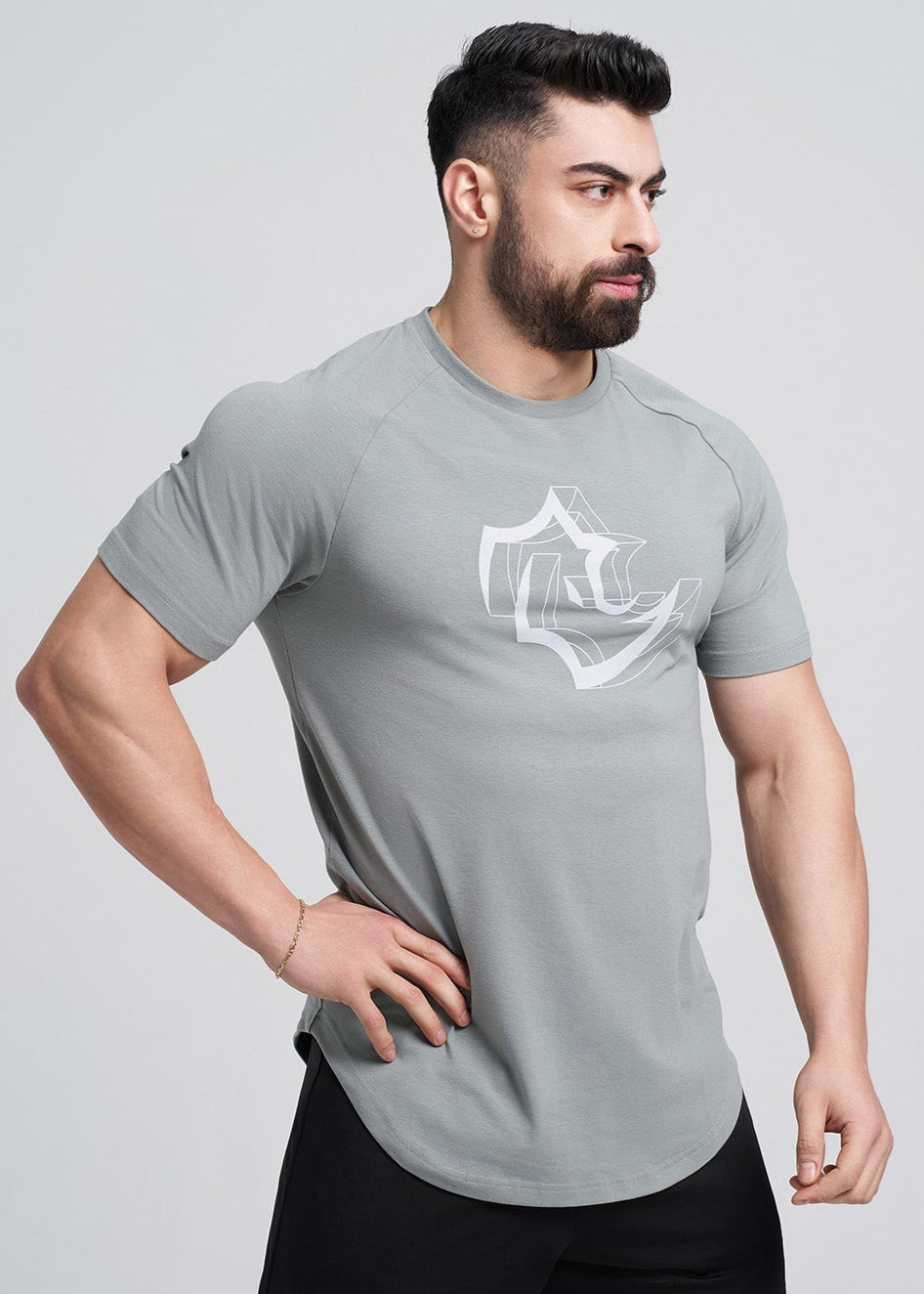 SLIM FIT Tshirts 3D RHINO TEE - MOON GREY