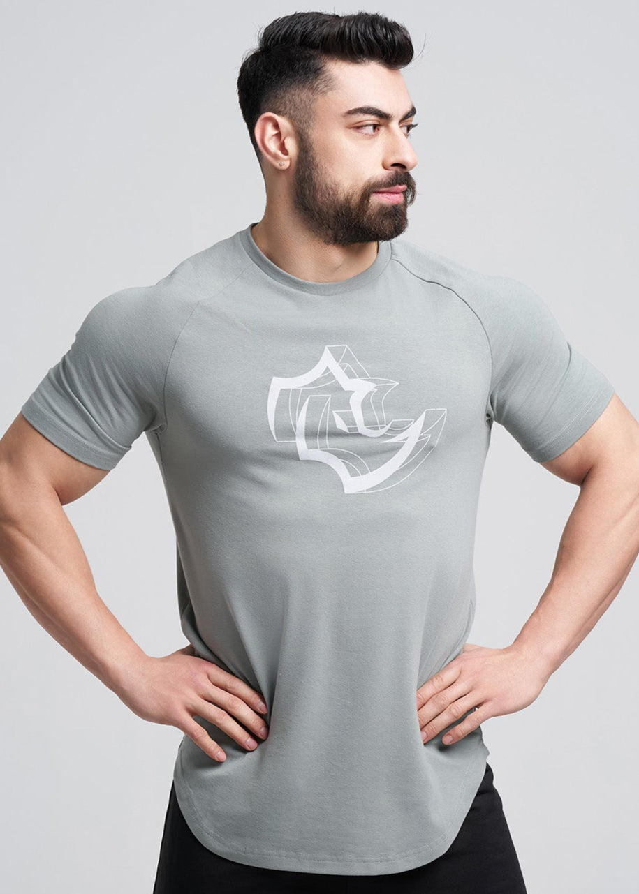 SLIM FIT Tshirts 3D RHINO TEE - MOON GREY