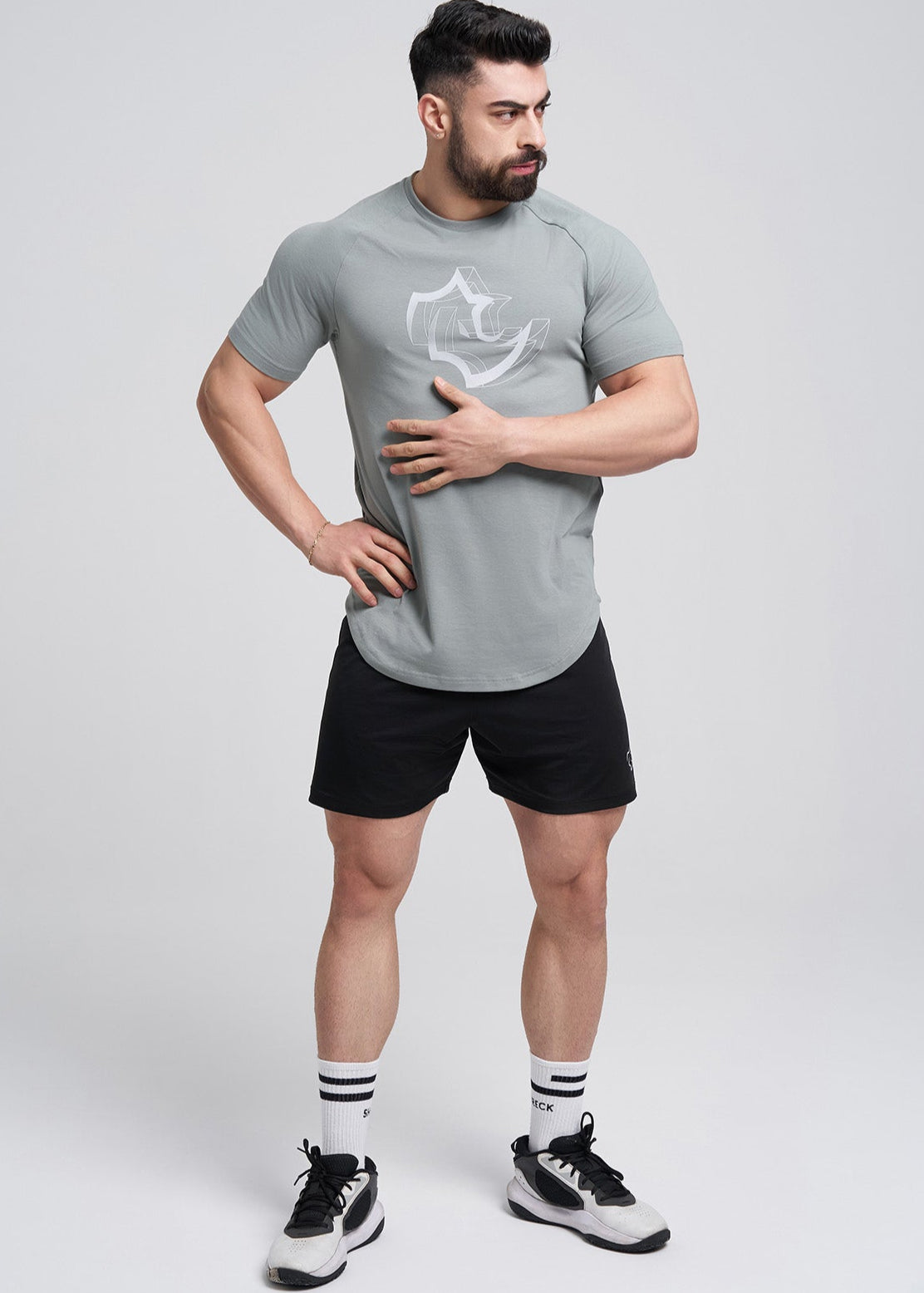 SLIM FIT Tshirts 3D RHINO TEE - MOON GREY