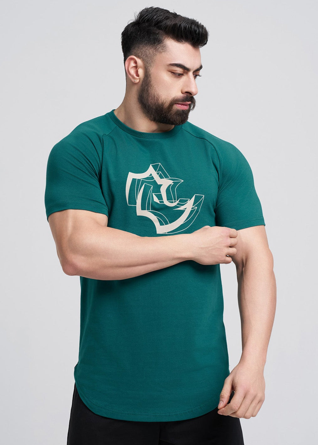 SLIM FIT Tshirts 3D RHINO TEE - STORMY GREEN