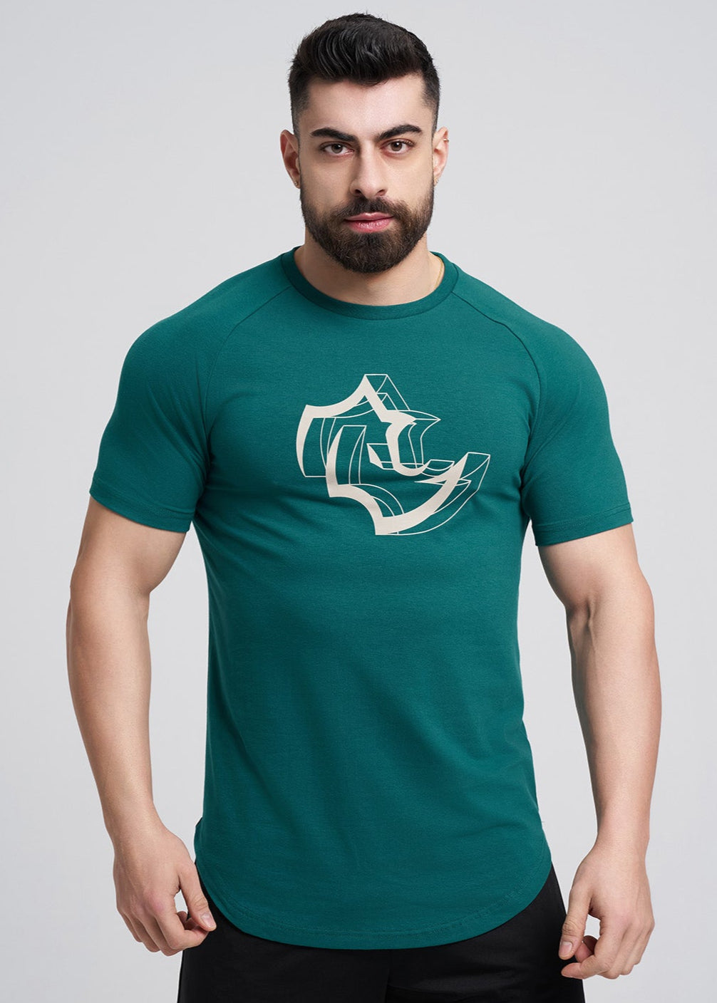 SLIM FIT Tshirts 3D RHINO TEE - STORMY GREEN