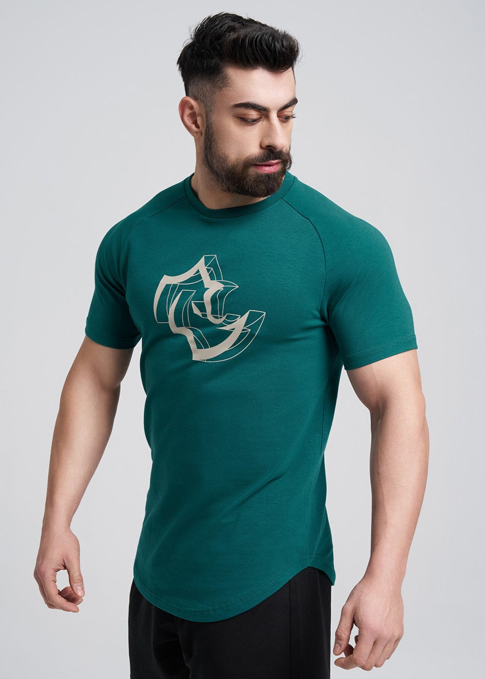 SLIM FIT Tshirts 3D RHINO TEE - STORMY GREEN