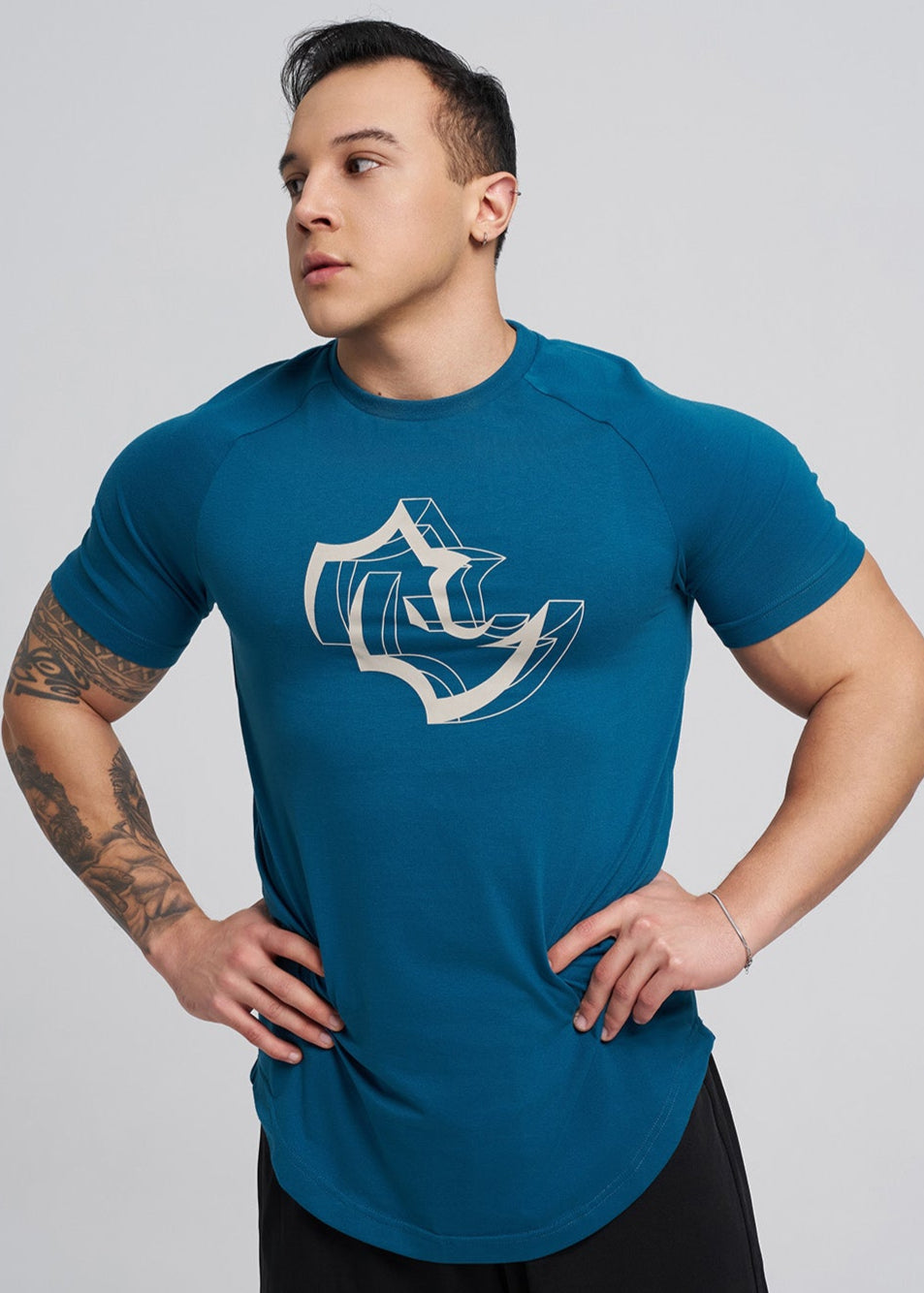 SLIM FIT Tshirts 3D RHINO TEE - MOROCAN BLUE