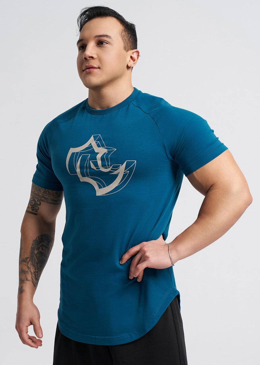 SLIM FIT Tshirts 3D RHINO TEE - MOROCAN BLUE