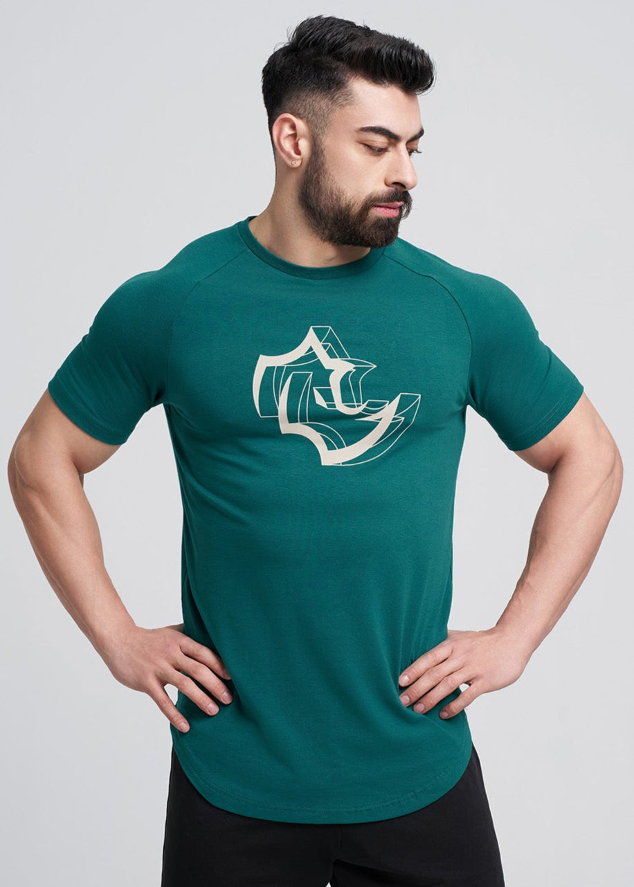 SLIM FIT Tshirts 3D RHINO TEE - STORMY GREEN